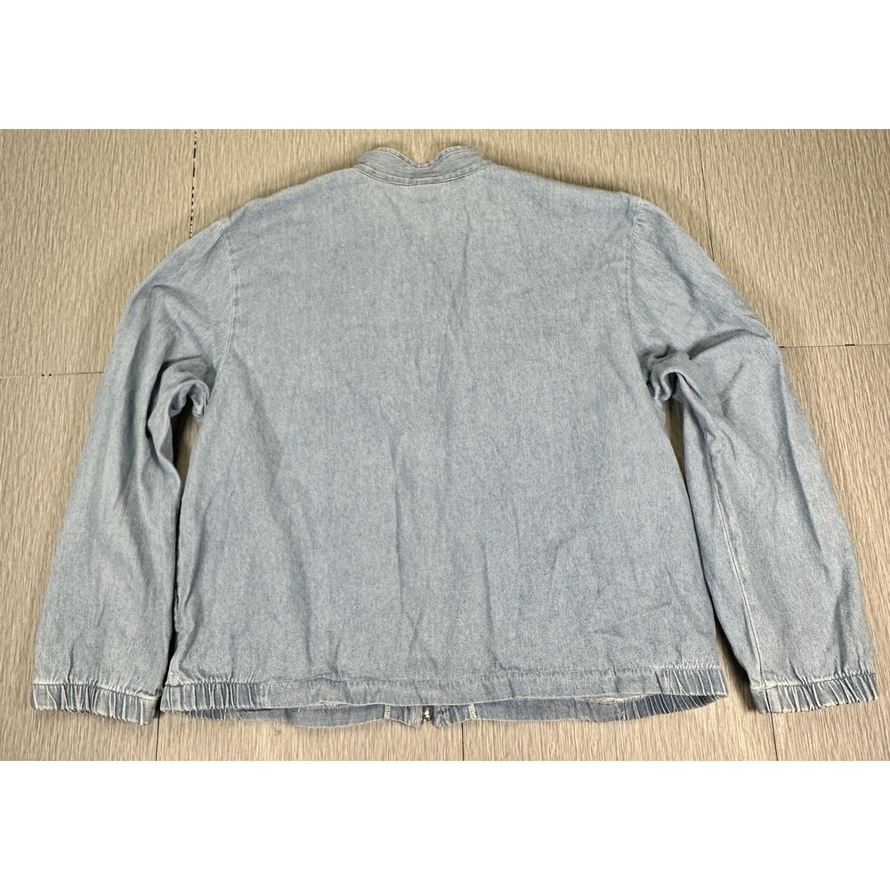 VINTAGE TEDDI Denim Full Zip Floral Embroidered Jean Jacket M/L - Picture 6 of 6